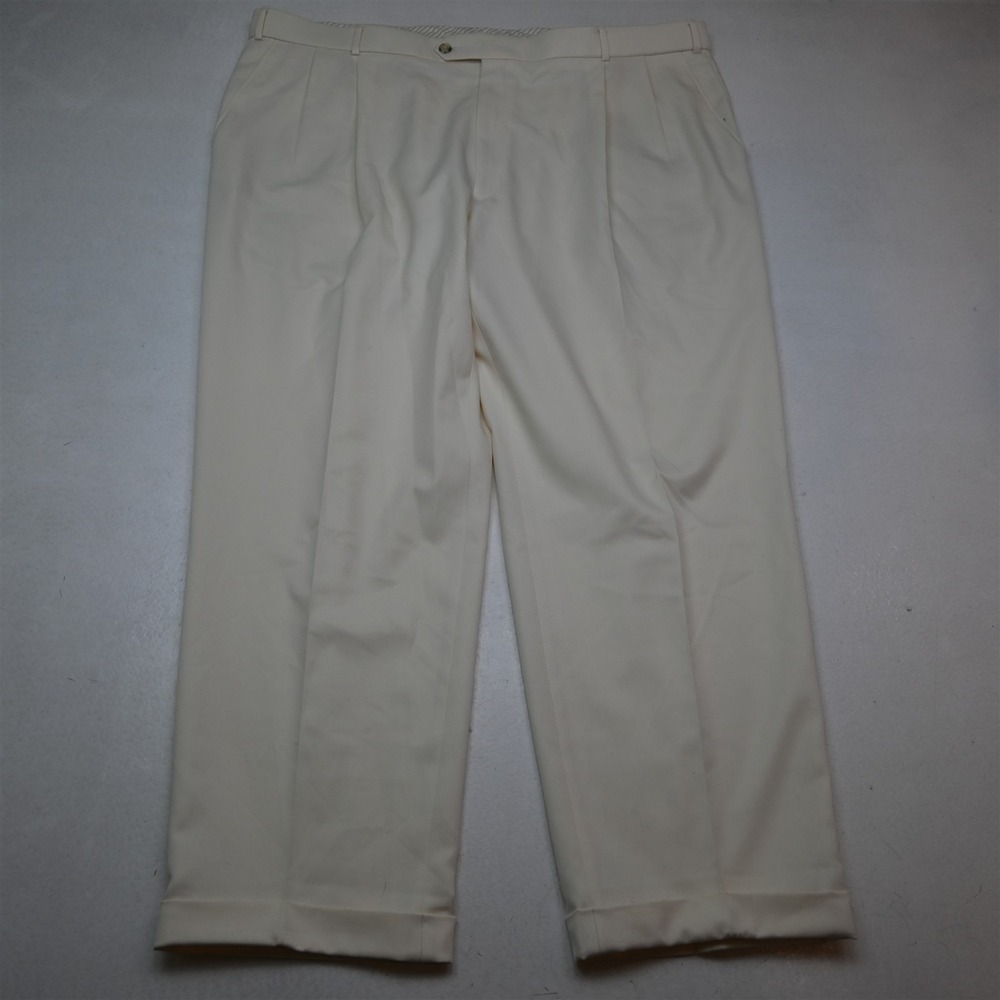 Ballin 46x32 Ivory White Pleated Cuffed Full Cut Dress Mens Pants